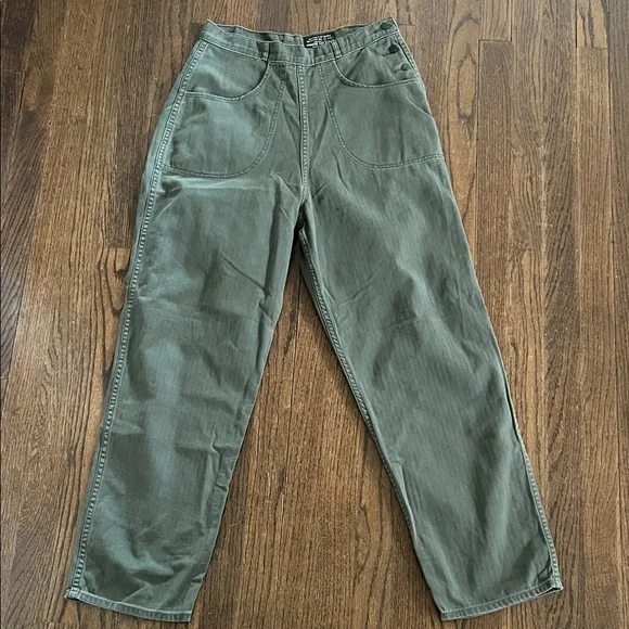 Imogene + Willie olive green Liza herringbone twill utility pants women’s 28 - Picture 5 of 9